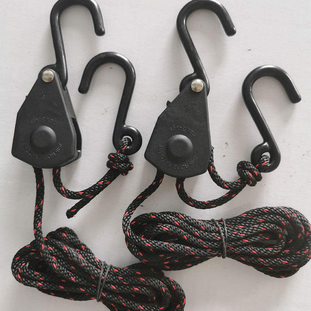 2/4PCS Pulley Ratchets Kayak and Canoe Boat Bow Stern Rope Lock Tie down Strap 1/8 Inch Heavy Duty Adjustable Hanging Rope Clip