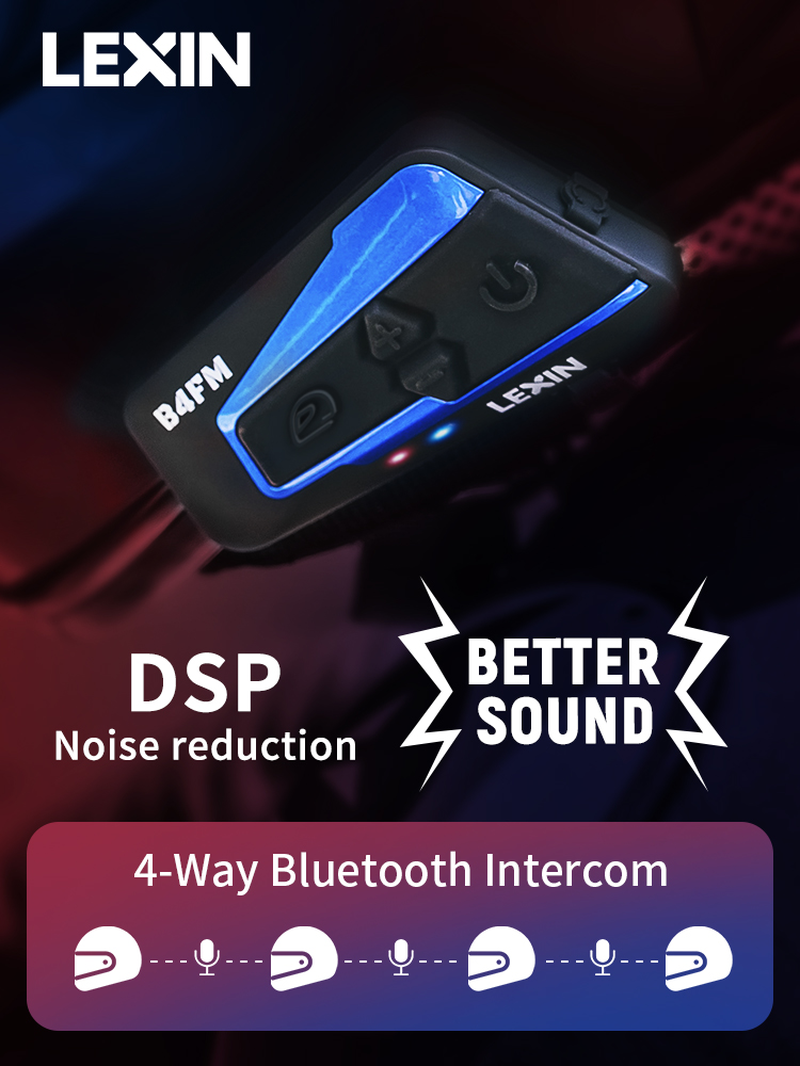Motorcycle Bluetooth Helmet Headset Intercom 4 Riders 1600M Wireless BT Intercomunicador Moto B4FM Intercomunicadores De Casco