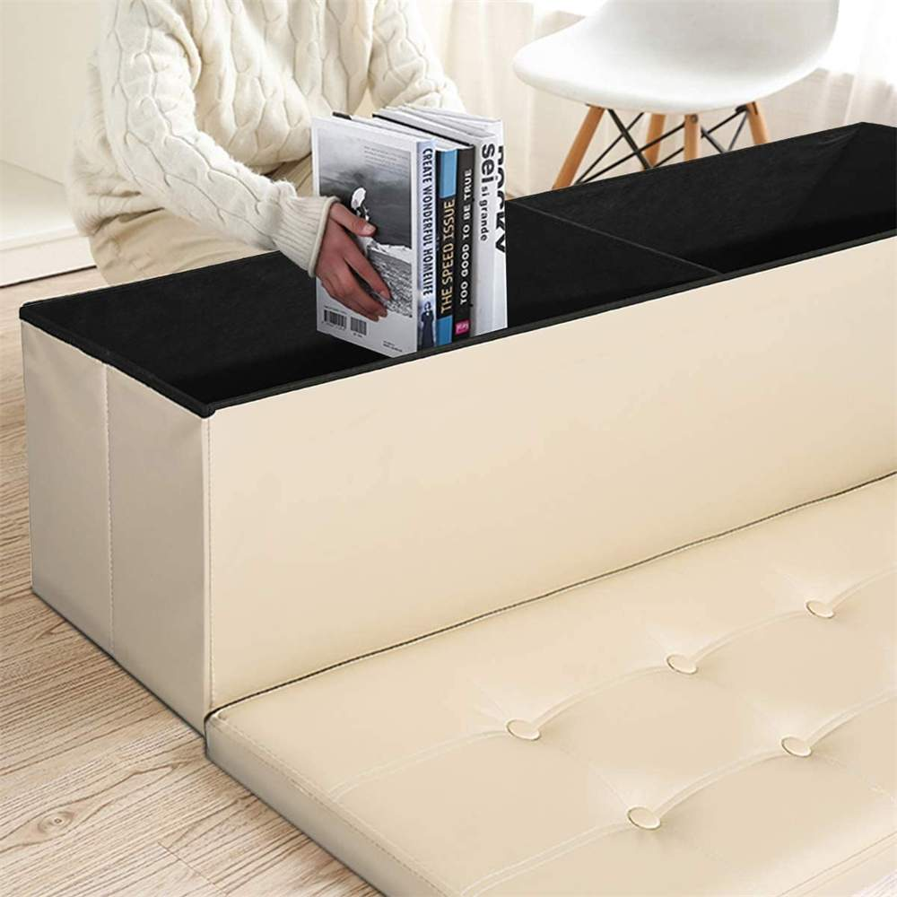 Storage Benches Foldable Stool with Storage Space Home Sofa Ottoman Stools Seat Bench Chest Storage Box Living Room Furniture