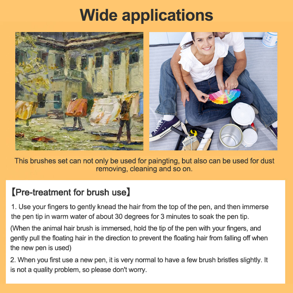12Pcs Bristles Long Rod Brushes Set Gouache Acrylic Board Painting Brush Cleaning Removal Multi-Function Practical Brushes Set