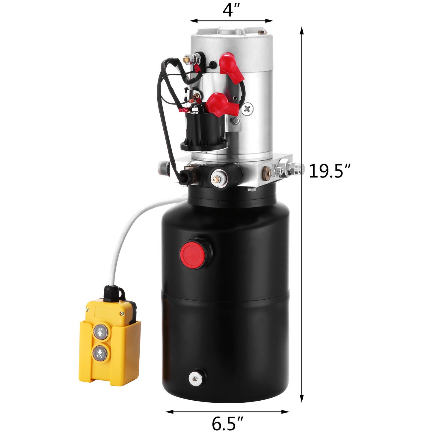 6 Quart Car Jack Hydraulic Pump 12V DC Single Acting Power Unit Steel Reservoir for Dump Trailer Truck Car Lift Motor Pump