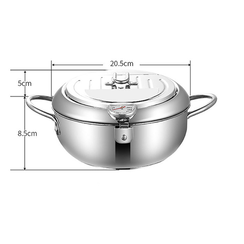 Japanese Style Deep Frying Pot Thermometer Tempura Fryer Pan Temperature Control Fried Chicken Pot Cooking Tools Kitchen Utensil