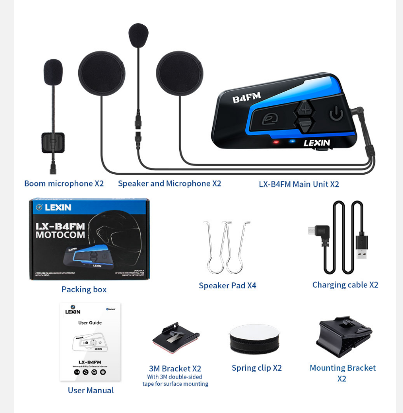 Motorcycle Bluetooth Helmet Headset Intercom 4 Riders 1600M Wireless BT Intercomunicador Moto B4FM Intercomunicadores De Casco
