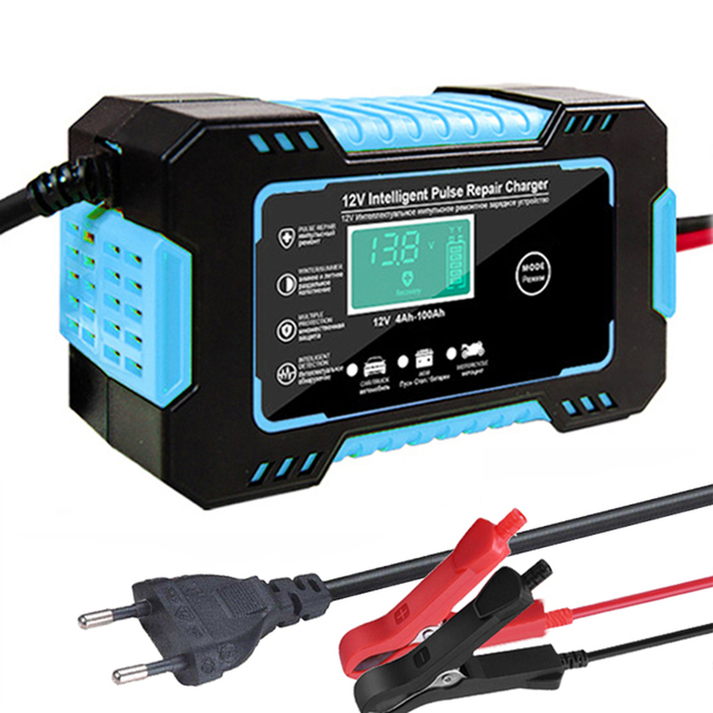 12V Intelligent Car Motorcycle Battery Charger Overheat Overcharge Multiple Protection with LCD Display Car Charger Accessories