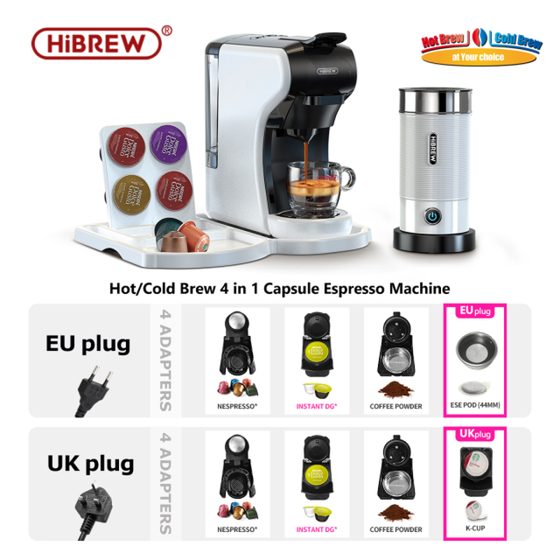 HiBREW Multiple Capsule Coffee Machine Hot/Cold DG Cappuccino Nes