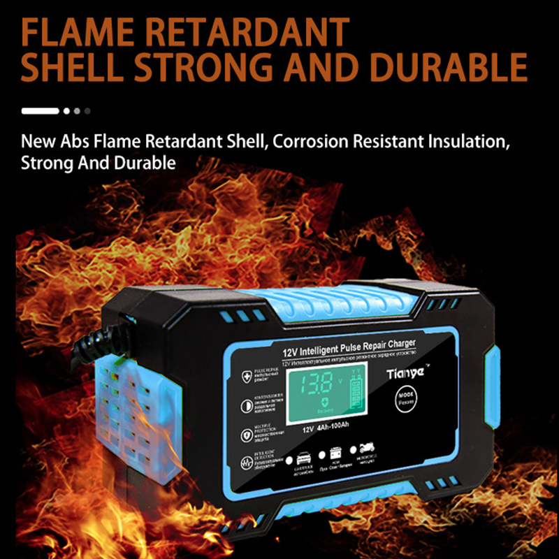 12V Intelligent Car Motorcycle Battery Charger Overheat Overcharge Multiple Protection with LCD Display Car Charger Accessories