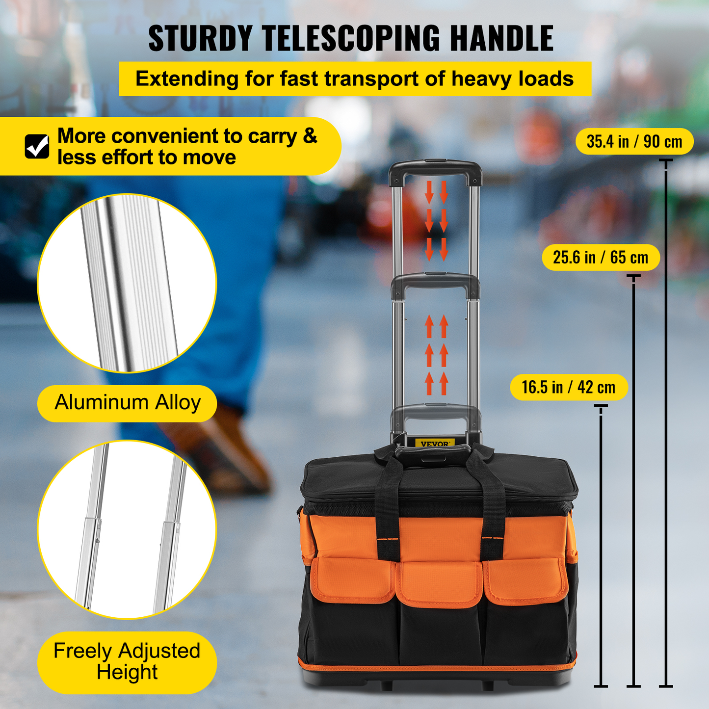 20In Rolling Tool Bag Portable Electrican Repair 17 Pockets Wheeled Folding Large Thick Waterproof Storage Organizer Tote