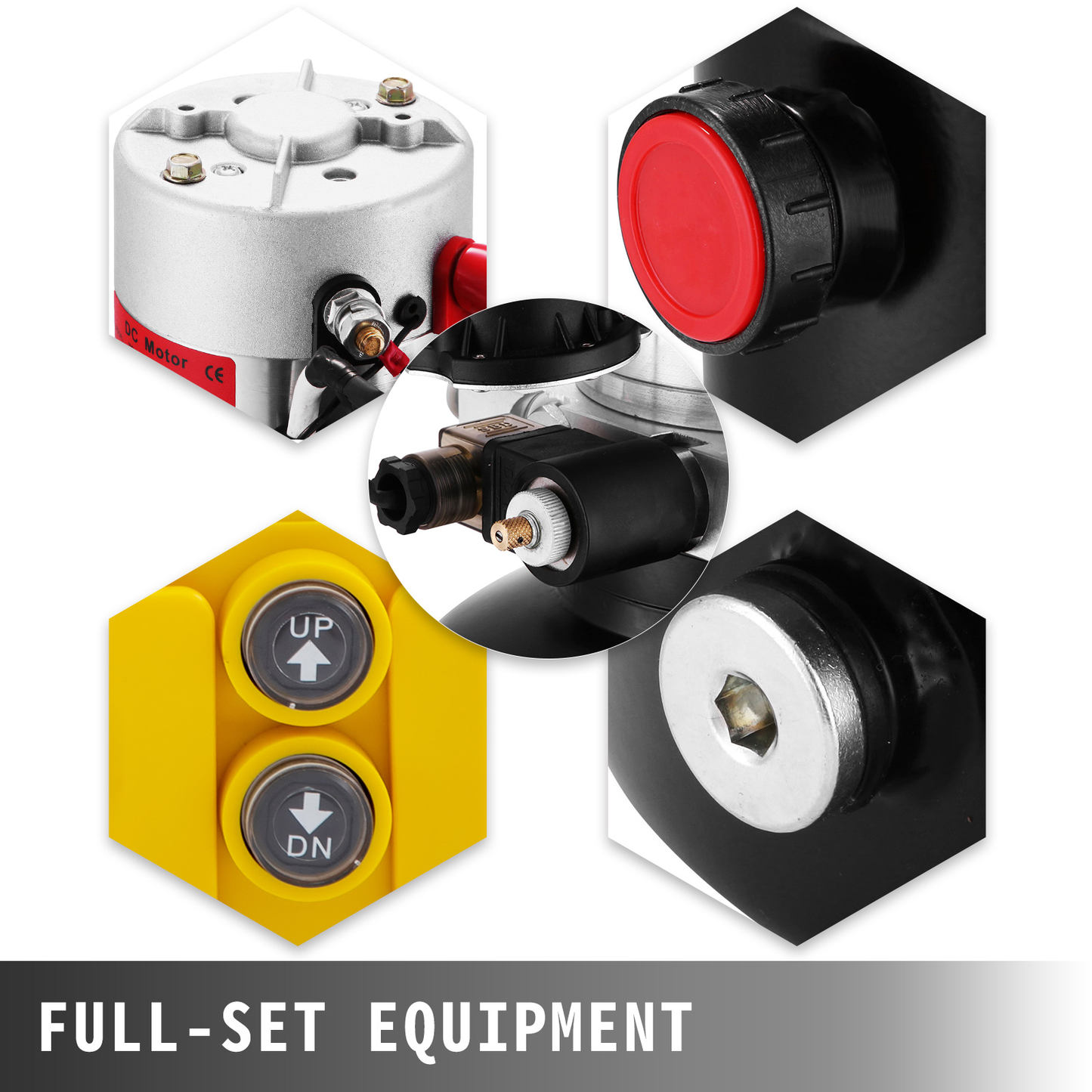 6 Quart Car Jack Hydraulic Pump 12V DC Single Acting Power Unit Steel Reservoir for Dump Trailer Truck Car Lift Motor Pump