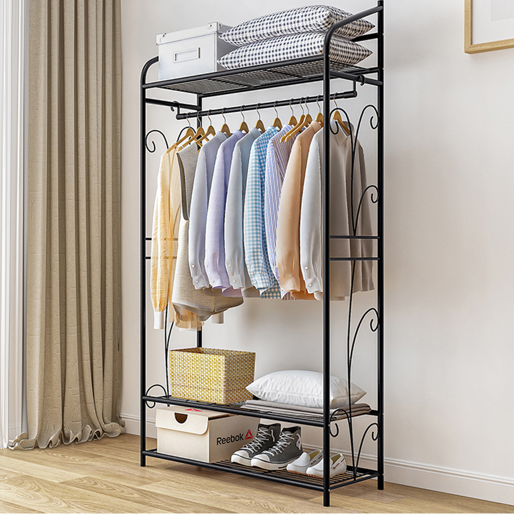 Xiofio 6 Tiers Heavy Duty Clothes Rack, Metal Clothing Rack,Clothing  Storage Organizer,Garment Rack with Basket,Hanging Adjustable Garment  Rack,65.0