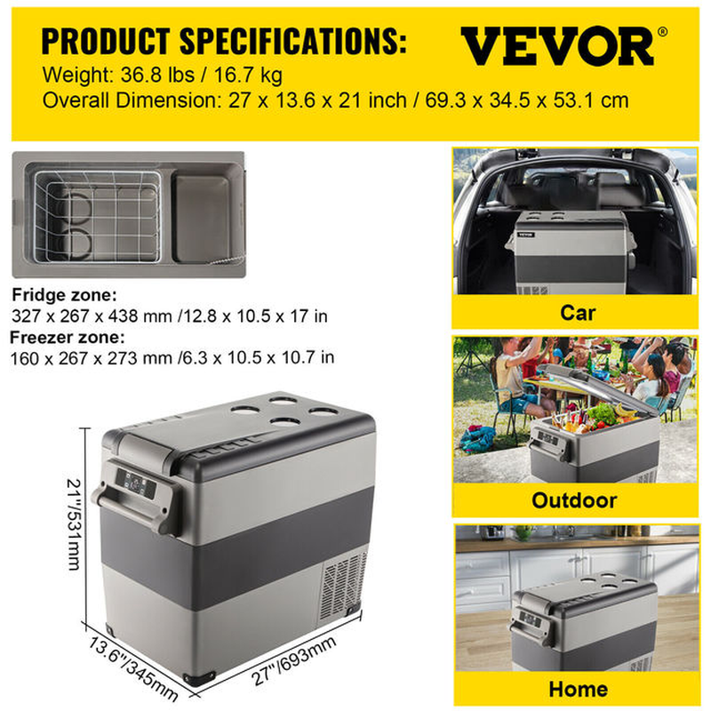 20L 22L 35L 45L 55L Car Refrigerator Mini Fridge Freezer Portable Compressor Cooler 12/24V DC 110-240V Ice Box for Camping