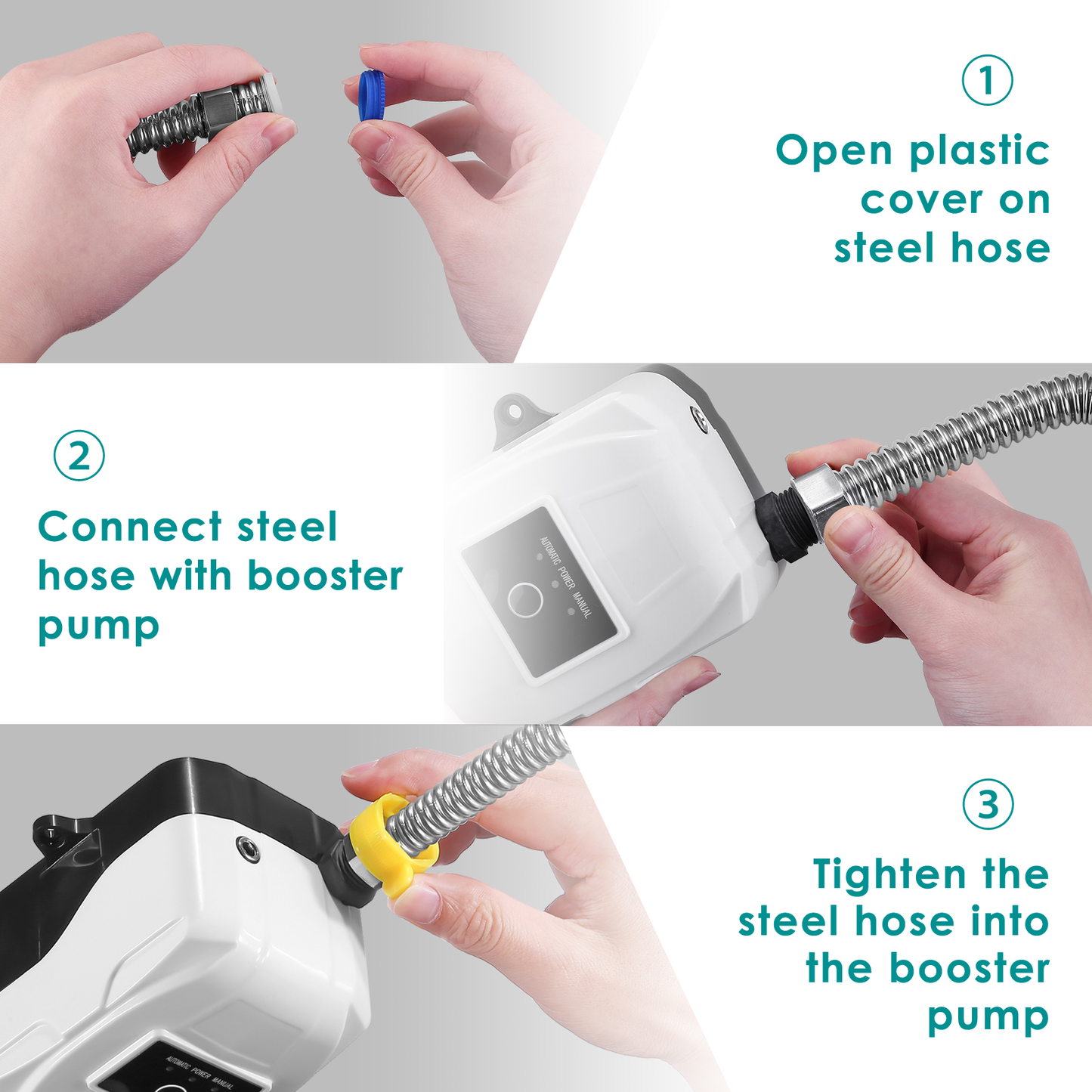 EU Stock Booster Pump 75Feet 24V 100W Auto Pressure Controller Brushless Water Pump 33L/Min Kitchen Sink Shower Head outside Tap