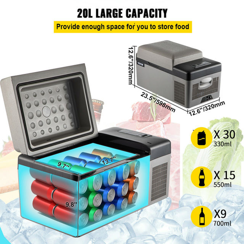 20L 22L 35L 45L 55L Car Refrigerator Mini Fridge Freezer Portable Compressor Cooler 12/24V DC 110-240V Ice Box for Camping
