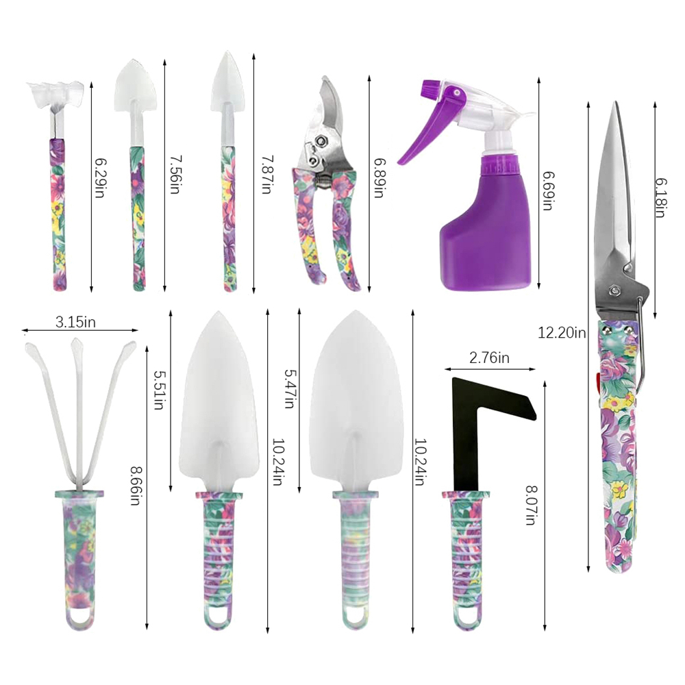 10Pcs/Set Garden Plant Tool Set Shovel Rake Clippers Irrigation Watering Tool Garden Pruning Planting Gardening Tools Kit