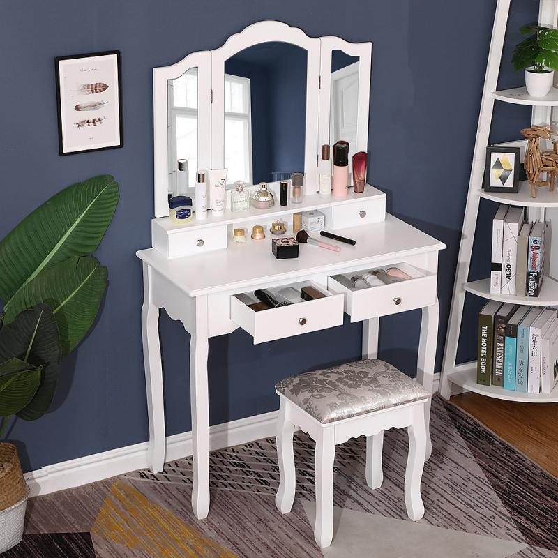 Dressing Table Minimalism Bedroom Modern Vanity Makeup Dresser with Mirrored Furniture Coiffeuse Organizer HWC