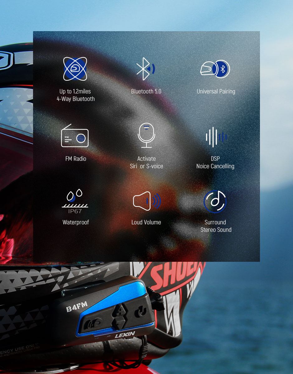 Motorcycle Bluetooth Helmet Headset Intercom 4 Riders 1600M Wireless BT Intercomunicador Moto B4FM Intercomunicadores De Casco