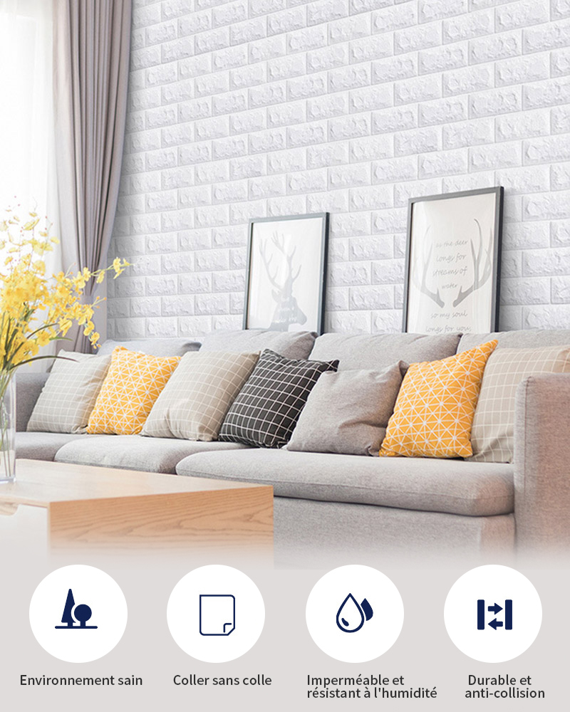 10Pcs 3D Wall Sticker Imitation Brick Bedroom Decoration Waterproof Self Adhesive Wallpaper for Living Room Kitchen TV Backdrop