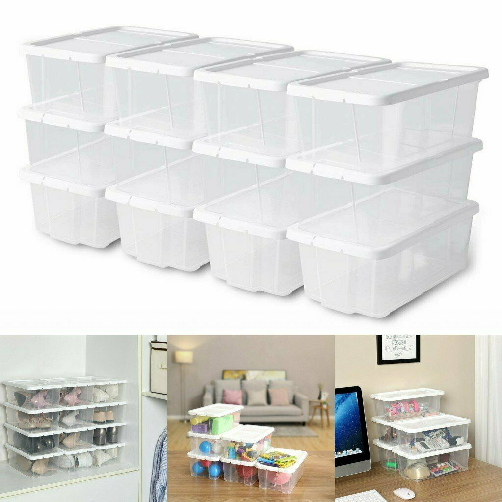 12Pcs Can Combination Shoe Cabinet High Light Transmission Transparent Storage Shoes Box Thickened Dustproof Shoe Organizer Box