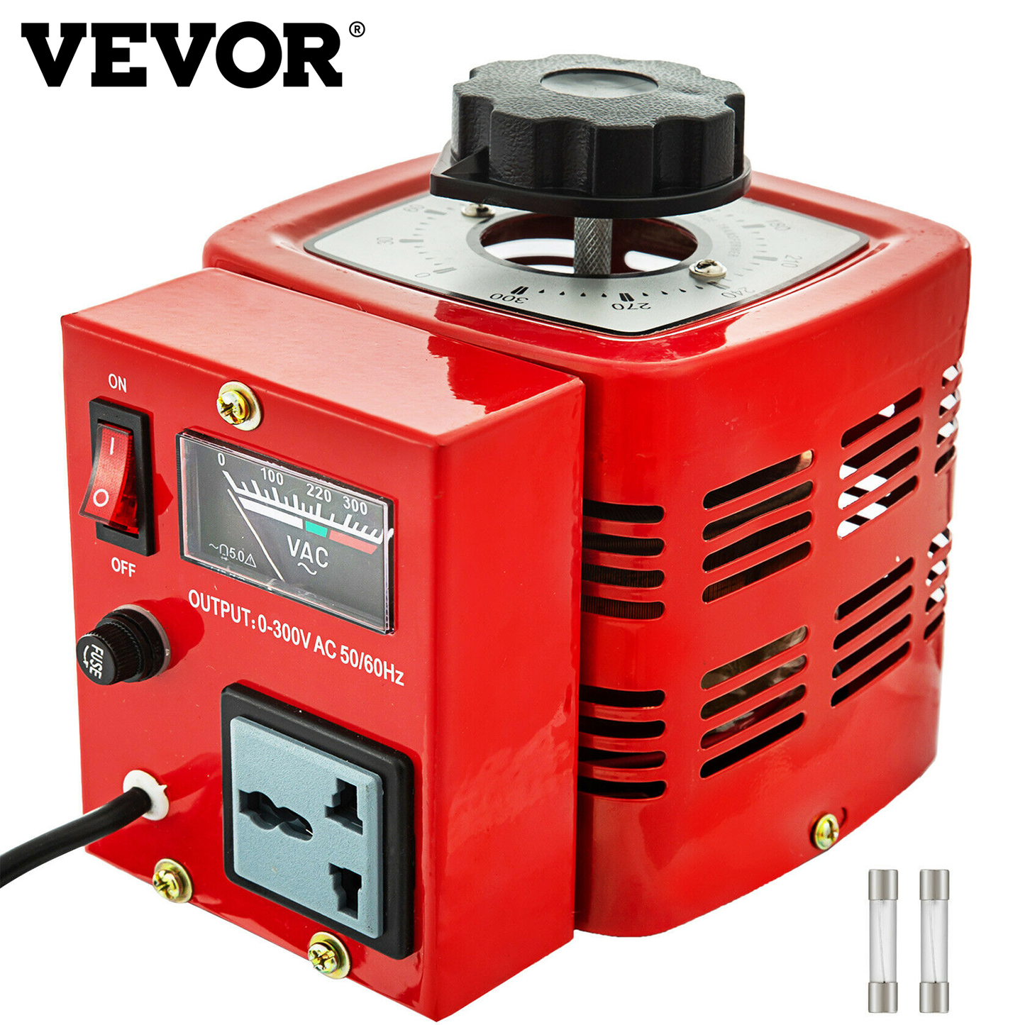 VEVOR Variac Variable Transformer AC Voltage Regulator Transformer Converter 500VA-3000VA Built-In Copper Coil for Power Supply