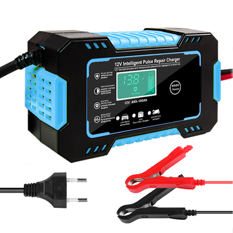 12V Intelligent Car Motorcycle Battery Charger Overheat Overcharge Multiple Protection with LCD Display Car Charger Accessories