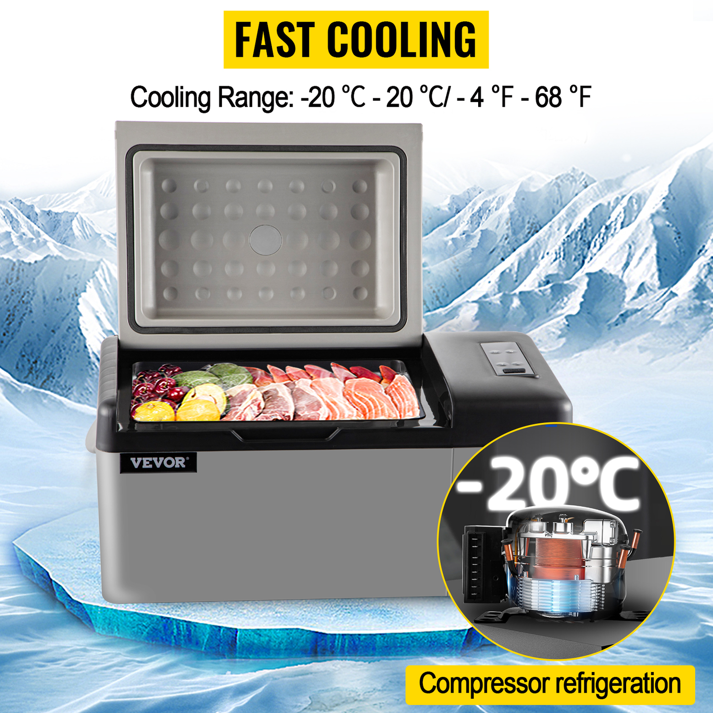20L 22L 35L 45L 55L Car Refrigerator Mini Fridge Freezer Portable Compressor Cooler 12/24V DC 110-240V Ice Box for Camping