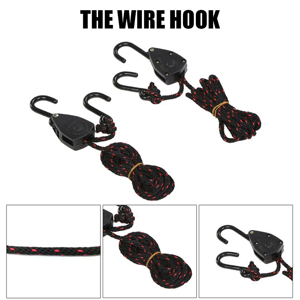 2/4PCS Pulley Ratchets Kayak and Canoe Boat Bow Stern Rope Lock Tie down Strap 1/8 Inch Heavy Duty Adjustable Hanging Rope Clip