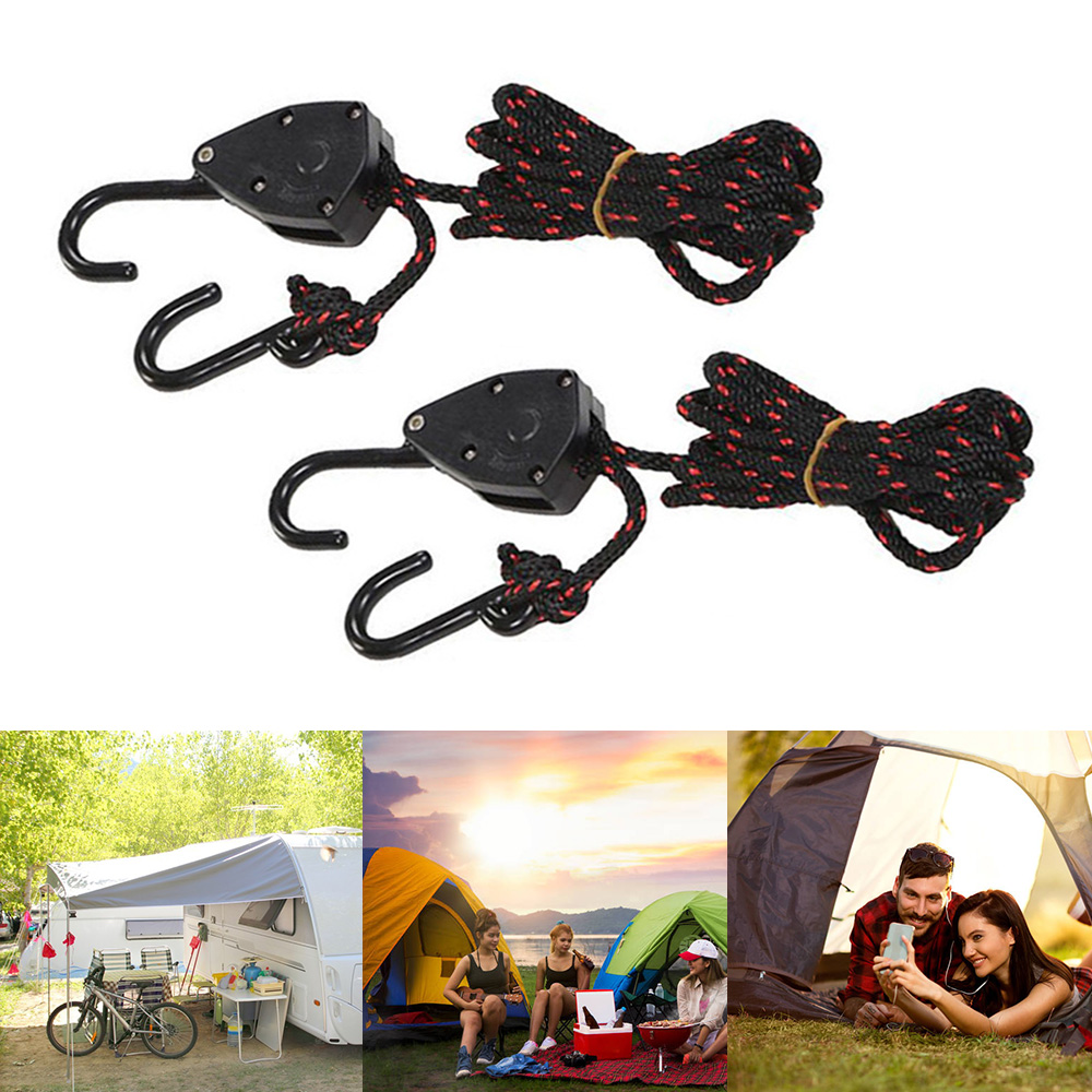 2/4PCS Pulley Ratchets Kayak and Canoe Boat Bow Stern Rope Lock Tie down Strap 1/8 Inch Heavy Duty Adjustable Hanging Rope Clip