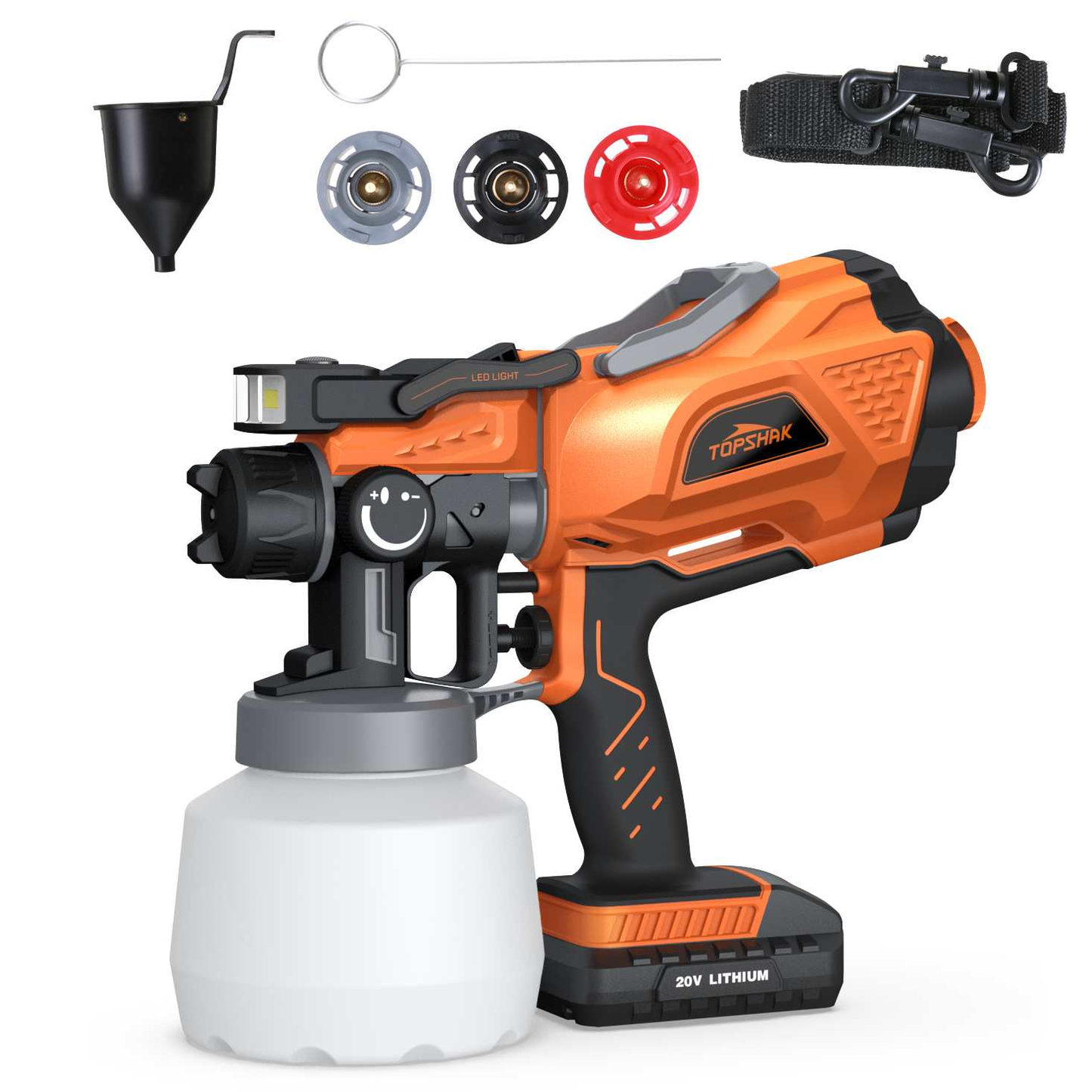 1200ML Cordless Electric Spray Gun W/3 Sizes Copper Nozzle Flow Control Airbrush High Power Paint Sprayer with 2000Mah Lithium