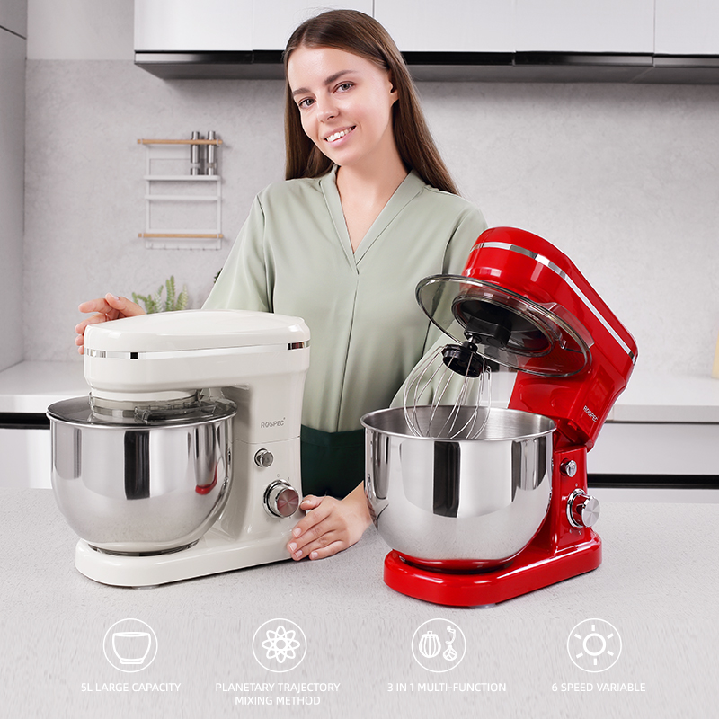 1200W 5L Electric Kitchen Food Stand Mixer Stainless Steel Bowl 6 Speed Cream Egg Whisk Whip Dough Kneading Food Mixer
