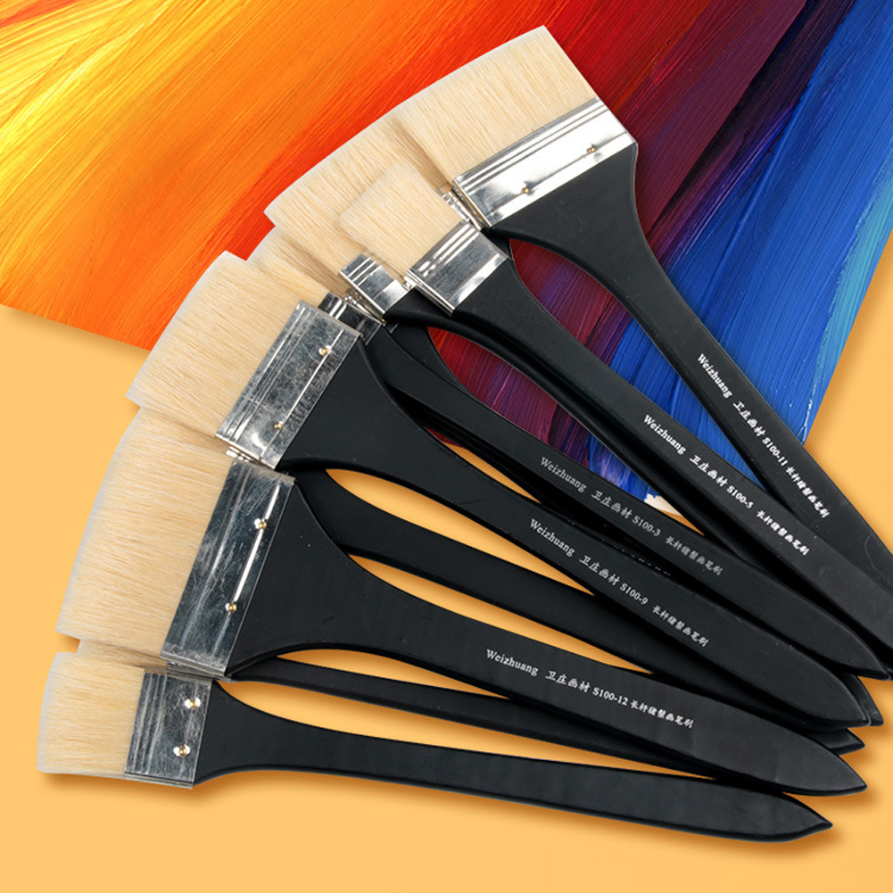 12Pcs Bristles Long Rod Brushes Set Gouache Acrylic Board Painting Brush Cleaning Removal Multi-Function Practical Brushes Set