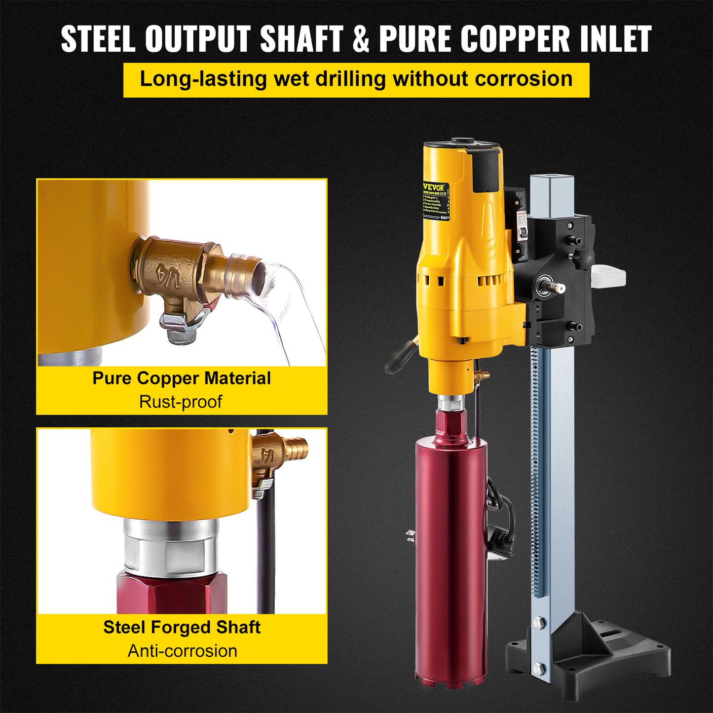 205Mm Diamond Core Drill Rig 3980W Wet Dry Handheld Concrete Drilling Machine Kit W/ Bits and Spanner for Installing Pipes