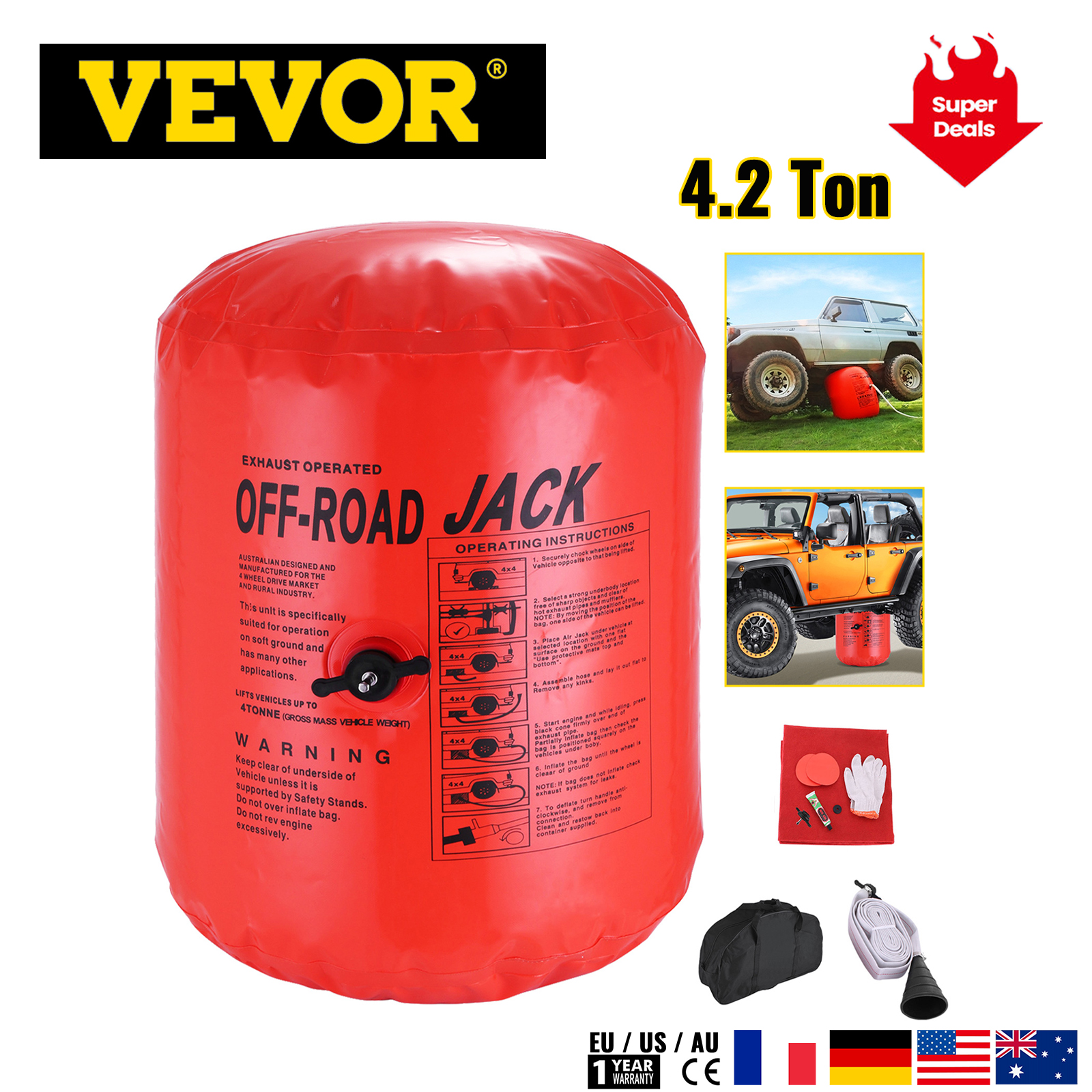 3 Ton 4 Ton Exhaust Air Jack And Inflatable jack Exhaust and pump