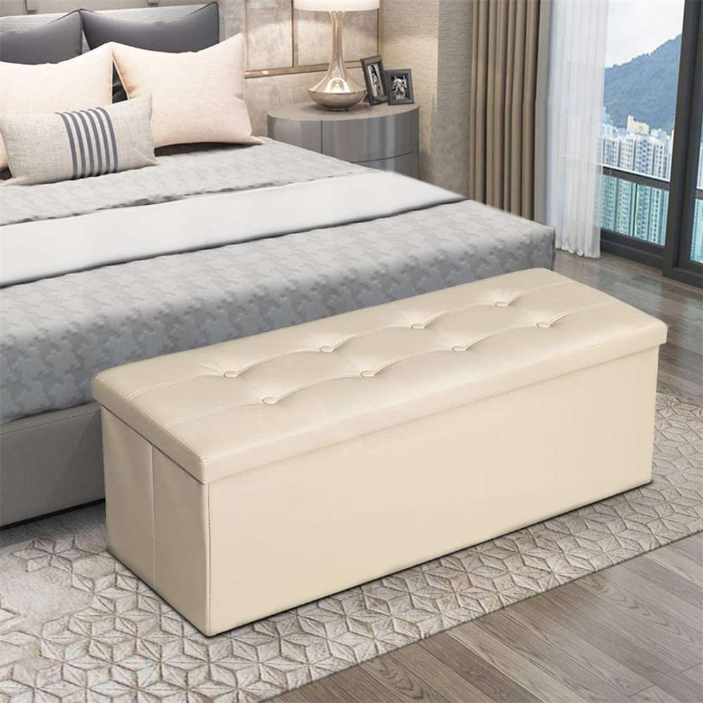 Storage Benches Foldable Stool with Storage Space Home Sofa Ottoman Stools Seat Bench Chest Storage Box Living Room Furniture