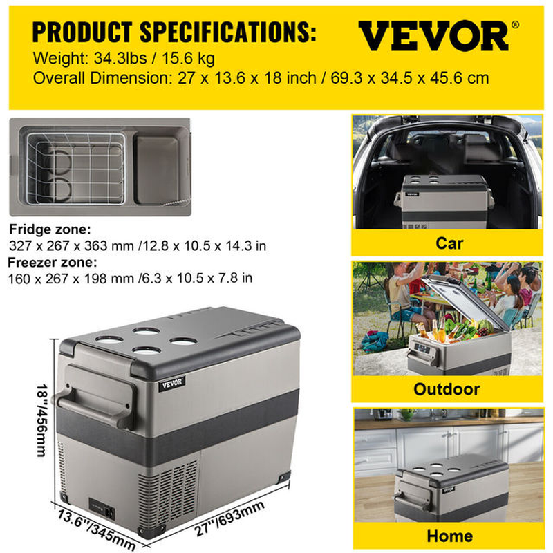 20L 22L 35L 45L 55L Car Refrigerator Mini Fridge Freezer Portable Compressor Cooler 12/24V DC 110-240V Ice Box for Camping