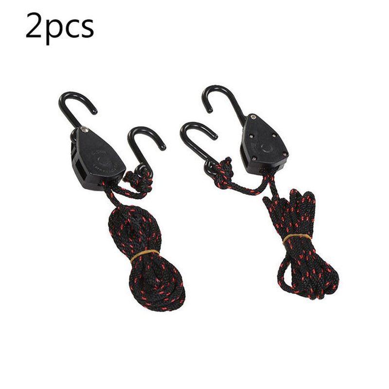 2/4PCS Pulley Ratchets Kayak and Canoe Boat Bow Stern Rope Lock Tie down Strap 1/8 Inch Heavy Duty Adjustable Hanging Rope Clip