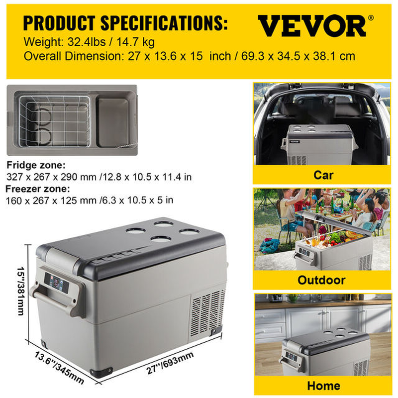 20L 22L 35L 45L 55L Car Refrigerator Mini Fridge Freezer Portable Compressor Cooler 12/24V DC 110-240V Ice Box for Camping
