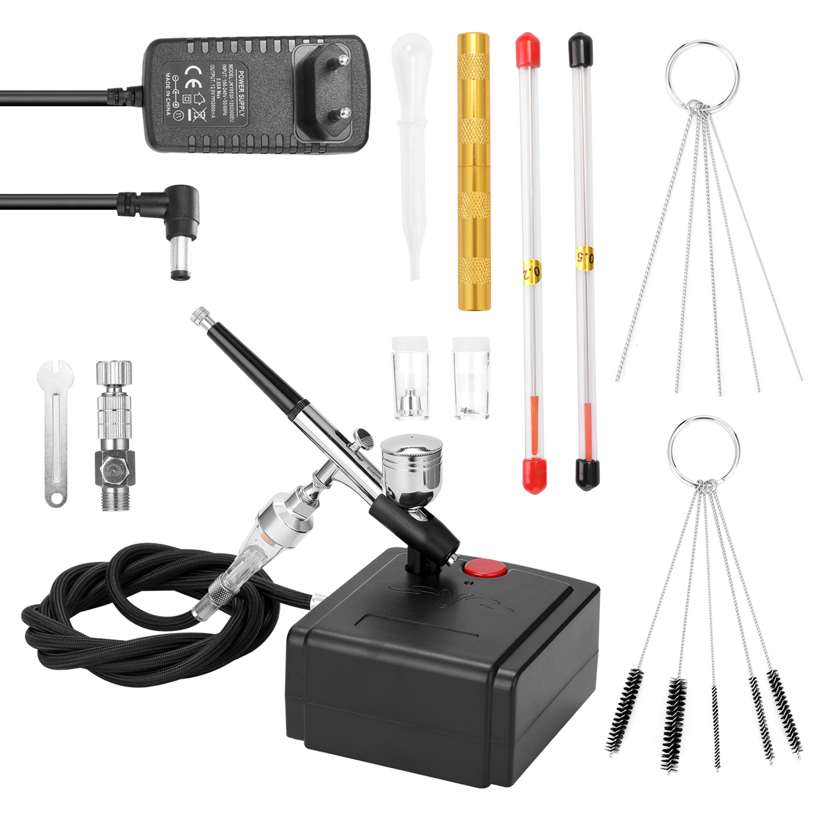 Airbrush Compressor Kit Dual Action Spray Air Brush Set Tattoo