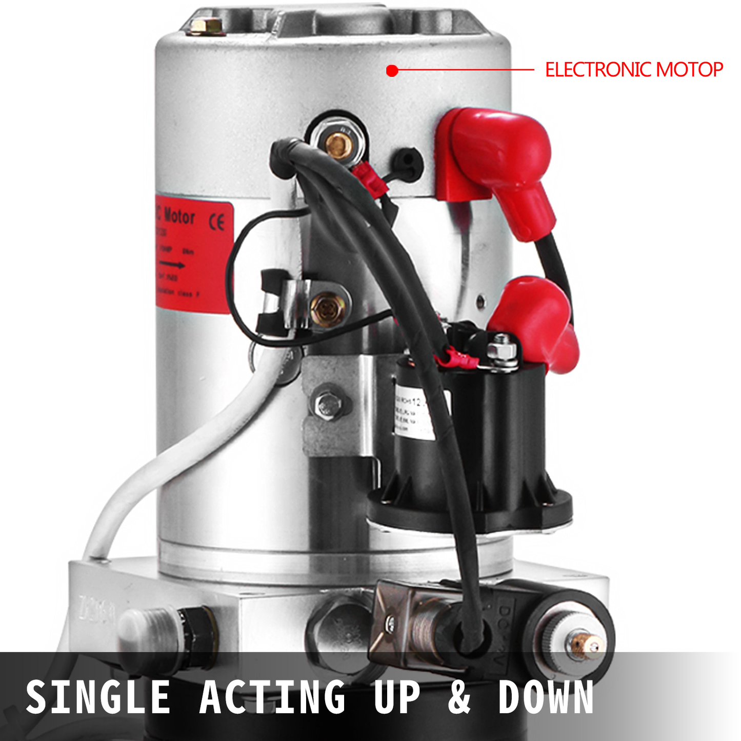 6 Quart Car Jack Hydraulic Pump 12V DC Single Acting Power Unit Steel Reservoir for Dump Trailer Truck Car Lift Motor Pump
