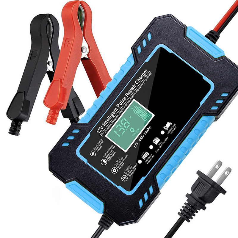 12V Intelligent Car Motorcycle Battery Charger Overheat Overcharge Multiple Protection with LCD Display Car Charger Accessories