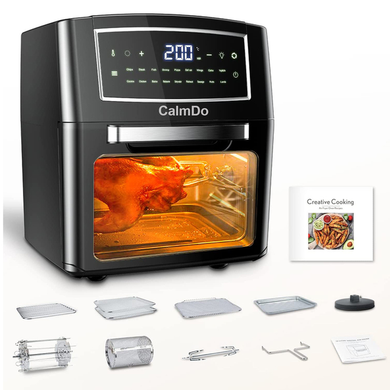 12L/12.7QT 1500W Smart Air Fryer Oven Toaster Rotisserie & Dehydrator LED Digital Touch Screen Convection Air Fryer Oven