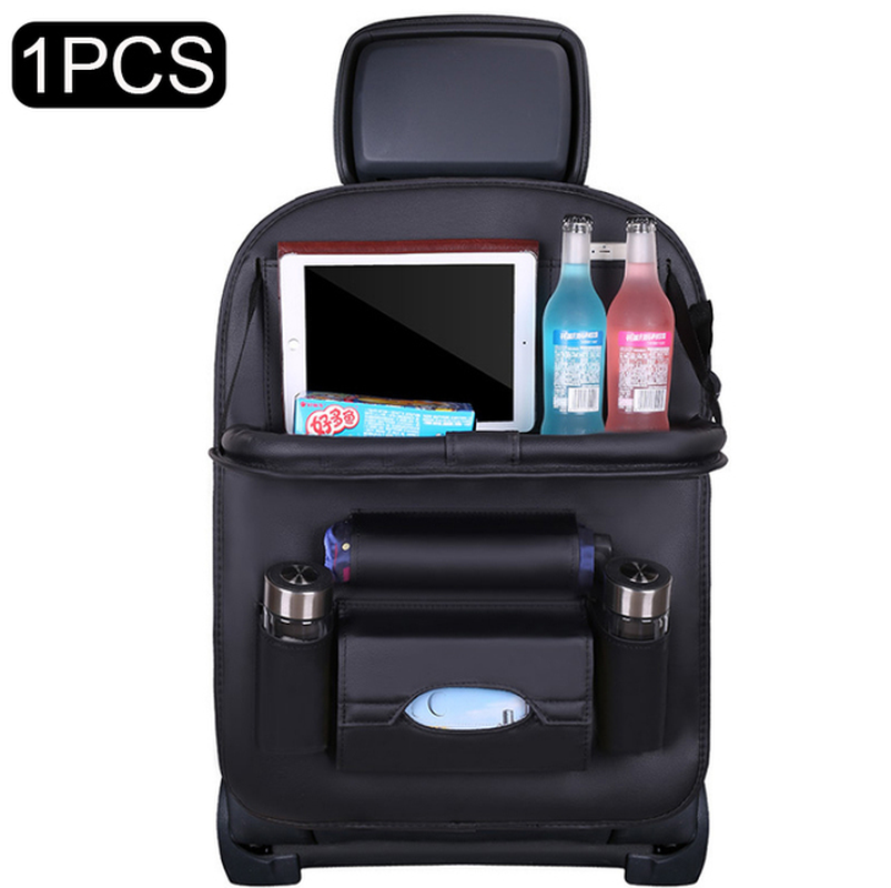 Pu Leather Pad Bag Car Seat Back Organizer Foldable Table Tray Travel Storage Bag Foldable Dining Table Car Seat Storage Bag