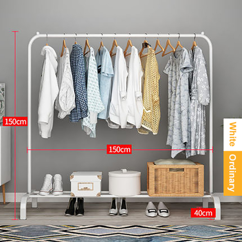 Coat Rack Garment Rack Free-Standing Clothes Hanger with Top Rod Clothes Shelves Storage Wardrobe Hanger Floor Cloth Drying Rack