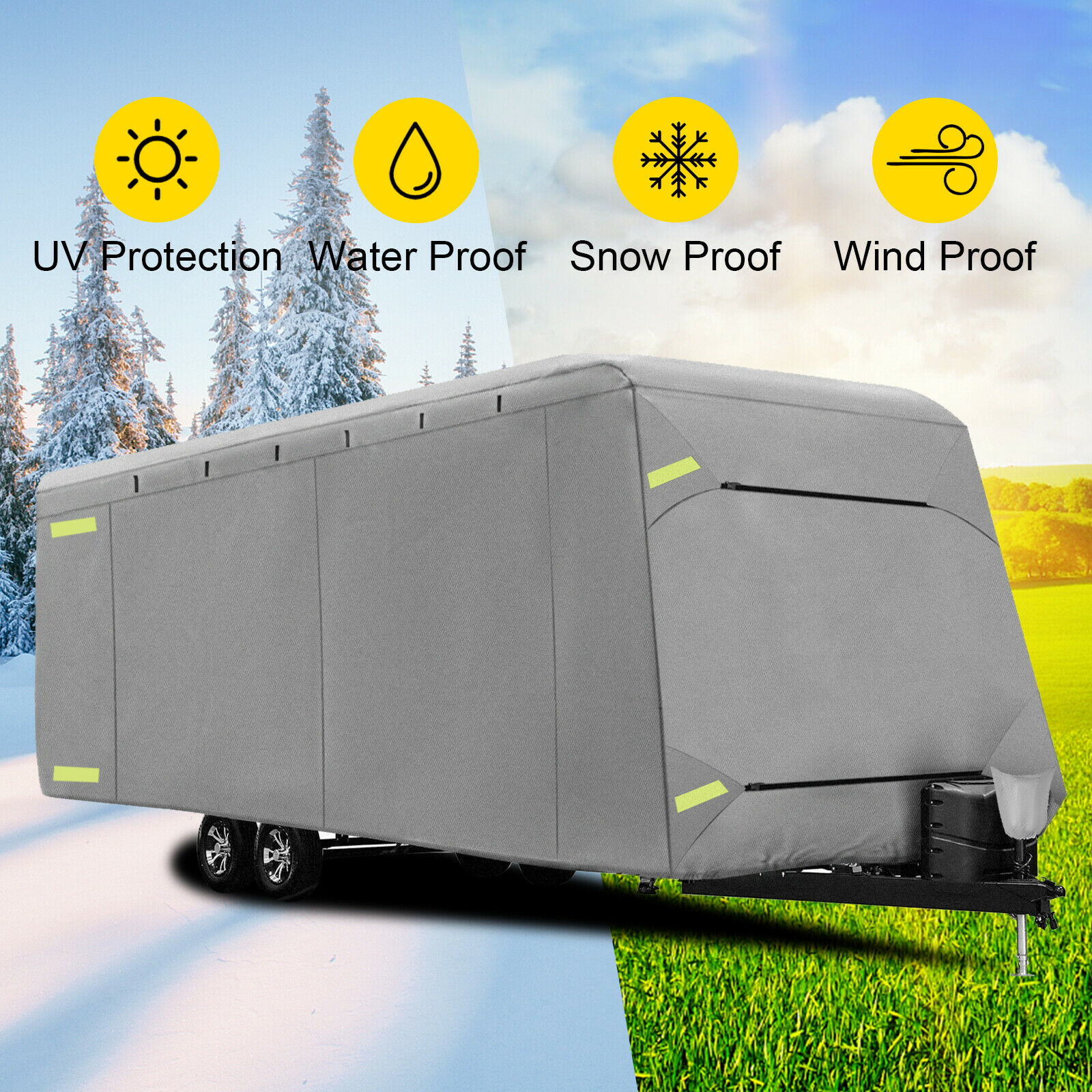 VEVOR Travel Trailer RV Cover Composite Non-Woven Fabric Shelter All round Protection W/ Adhesive Patch Storage Bag Camper Cover