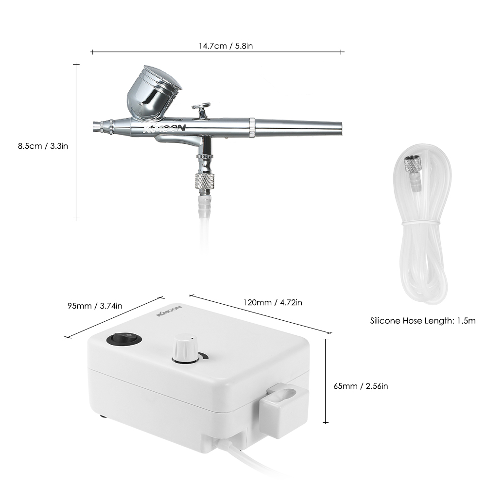 Kkmoon Dual Action Airbrush Mini Air Compressor Set Gravity Feed Air Brush Kit for Art Painting Tattoo Air Brush Nail Tool Set