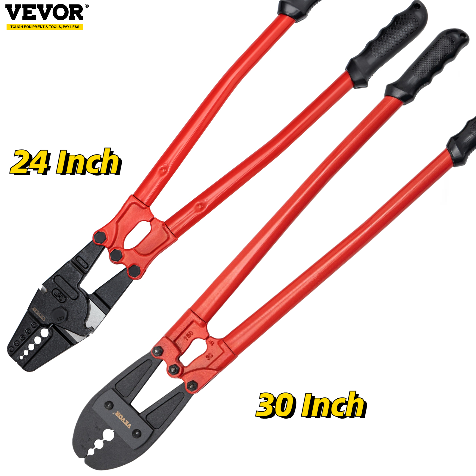 24/30Inch Wire Rope Swager Crimper Tool Insulated Handle Aluminum Copper Cable Fishing Dual Sleeves Cutter Crimping Pliers