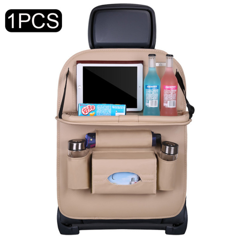 Pu Leather Pad Bag Car Seat Back Organizer Foldable Table Tray Travel Storage Bag Foldable Dining Table Car Seat Storage Bag