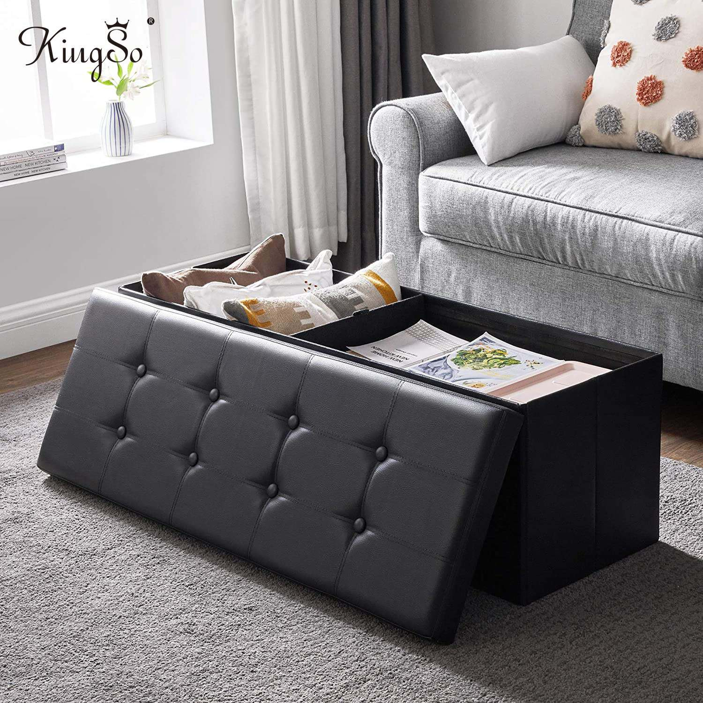 Storage Benches Foldable Stool with Storage Space Home Sofa Ottoman Seat Bench Chest Storage Box Living Room Furniture