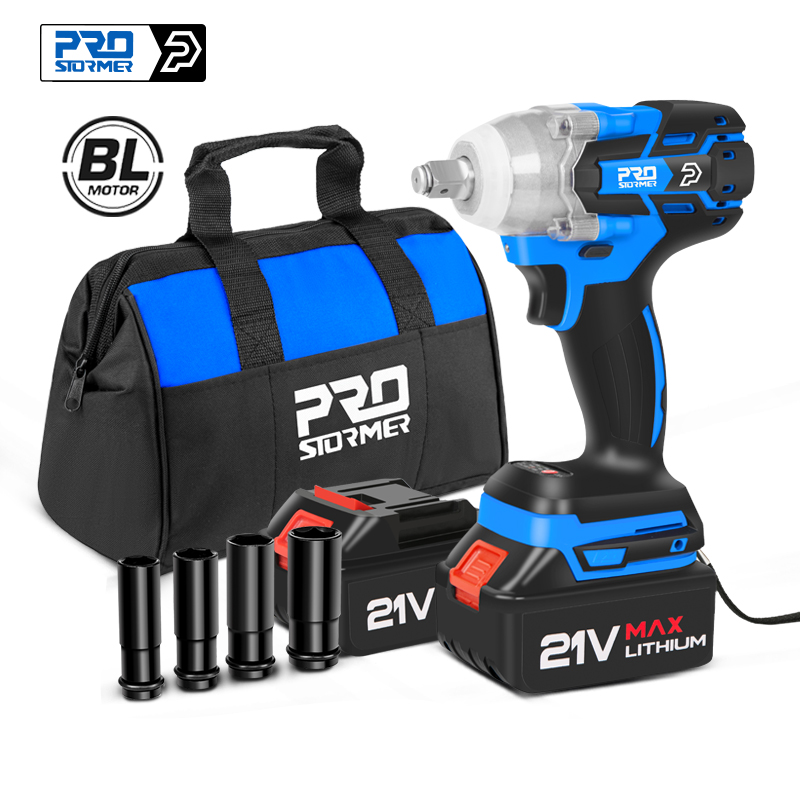 Electric Impact Wrench 21V Brushless Wrench Socket 4000Mah Li-Ion Battery Hand Drill Installation Power Tools by