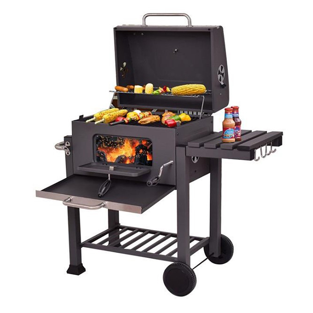 3 in 1 BBQ Grill Barbecue Picnic Grills Kebab Stove Charcoal Oven with Waterproof Black BBQ Grills for Yard Garden Outdoor HWC