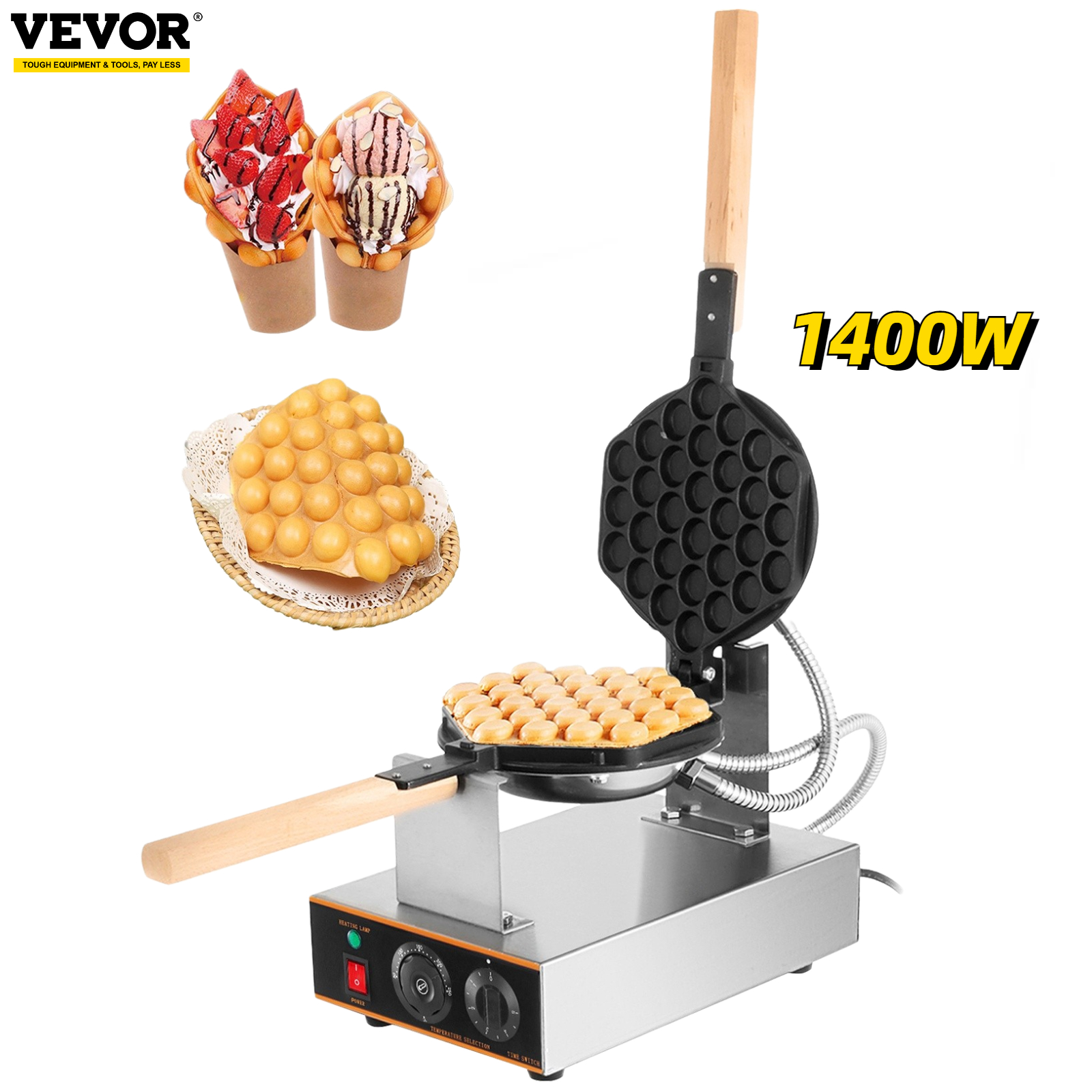 Egg Bubble Waffle Maker 1400W Commercial Electric Nonstick Cake Baking Pan Eggettes Puff Home Kitchen Cooking Appliance