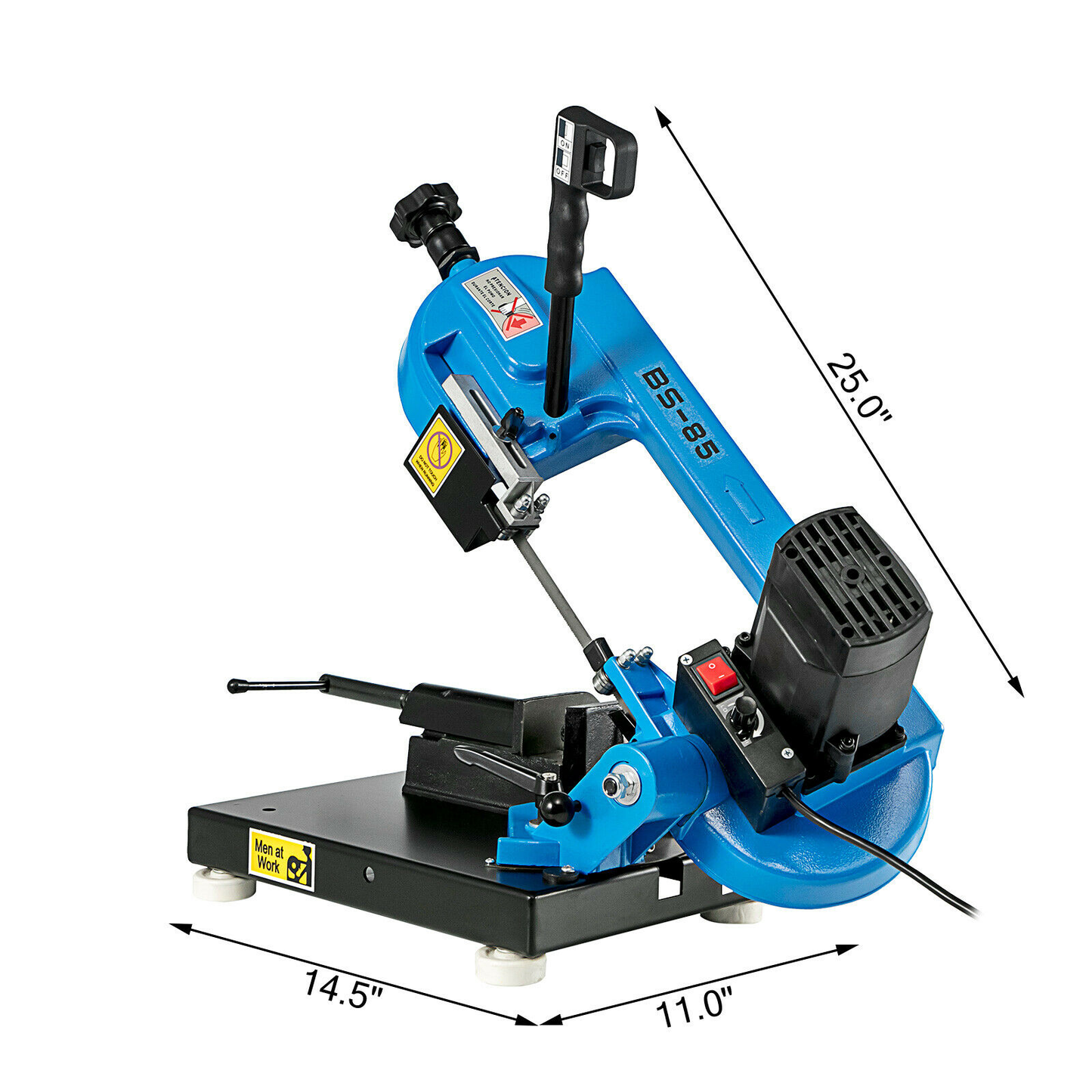 BS-85 Benchtop Portable Metal Bandsaw 1KW Band Saw for Cutting Wood Glass Fiber Plastic Woodworking Blade Speed 40-88MPM